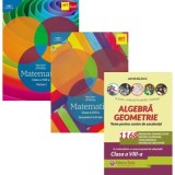 Pachet 3 Culegeri de Matematica pentru clasa a 8-a: Clubul Matematicienilor (semestrele 1+2) si Algebra. Geometrie. 1168 de probleme olimpiade, concur