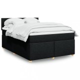 Gossi pat box spring cu saltea, negru, 160x200 cm, textil