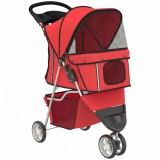 PawHut Cărucior Pliabil pentru C&acirc;ini Mici, cu Suport pentru Pahar și Coș de Depozitare, p&acirc;nă la 10 kg, Roșu | Aosom Romania