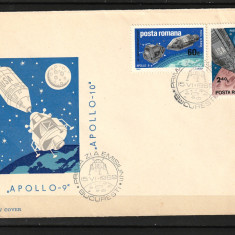 Timbre România, 1969 | Misiunile Apollo 9 şi 10 - Cosmos | FDC | aph