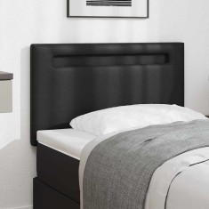 vidaXL Tăblie cap cu lumini cu bandă LED Pe perete Negru 100 cm PVC 42007297