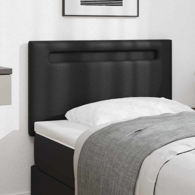 vidaXL Tăblie cap Pe perete cu headboard Manual Negru 90 cm PVC foto