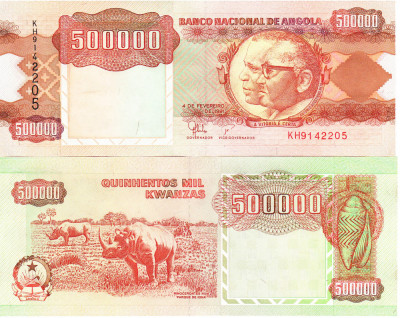 Angola 500 000 Kwanzas 1991 P-134 UNC foto