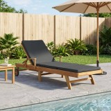 vidaXL Șezlong 1-persoană Maro și gri &icirc;nchis Lemn solid de tec 42032671