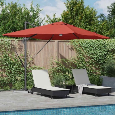 vidaXL Umbrela tip parasol cu braț Roma, cu LED-uri, teracotă, 352x251x265 cm, din aluminiu foto