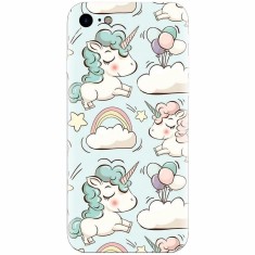 Husa silicon pentru Apple Iphone 6 Plus, Unicorns And Clouds