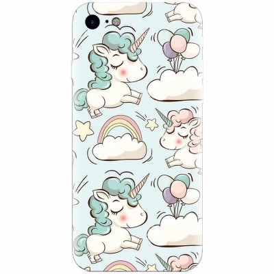 Husa silicon pentru Apple Iphone 6 Plus, Unicorns And Clouds foto