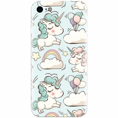 Husa silicon pentru Apple Iphone 7, Unicorns And Clouds foto