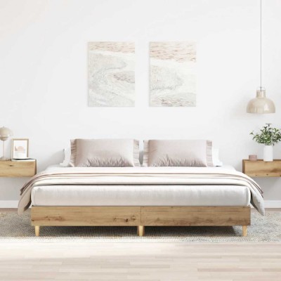 Gossi cadru pat fara saltea stejar artisan 200x200 cm lemn prelucrat foto