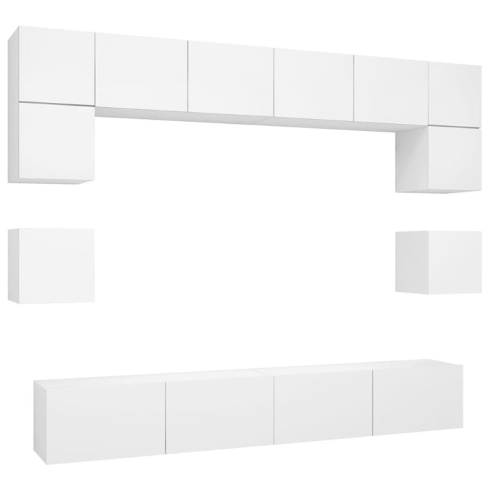 vidaXL Set dulap TV, 8 piese, alb, PAL