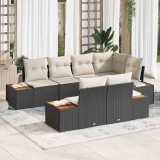 Cumpara ieftin Set de canapele pentru grădină cu pernă 7 pcs negru și crem