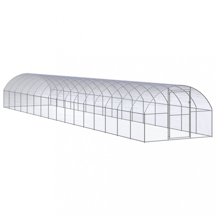 Coteț de găini pentru exterior, 3x16x2 m, oțel zincat