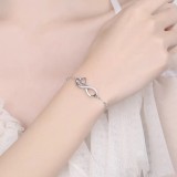 Cumpara ieftin Bratara Argint 925 , Simbol Infinit E i Inima cu Cristale Zirconia