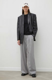 2NDDAY pantaloni 2ND Miles - Daily Sleek femei, culoarea gri, drept, high waist, 2000160151