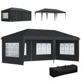 Outsunny Tonelă pop-up pliabilă - cort de recepție - 3 x 6 m 3 părți detașabile negru | Aosom Romania