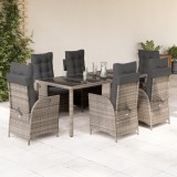 vidaXL Set mobilier de grădină cu perne, 7 piese, gri, poliratan 3213082