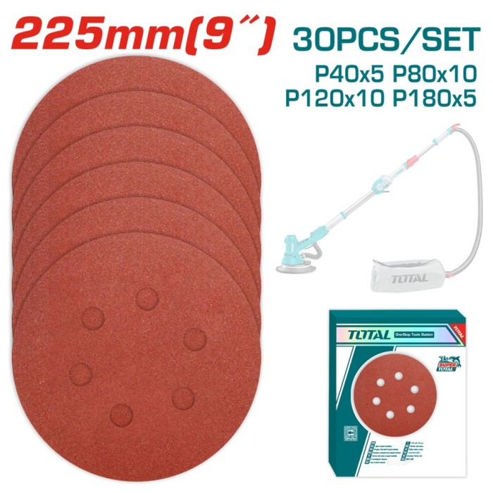 TOTAL - DISC HARTIE ABRAZIVA 225MM - P40,P80,P120,P180 PowerTool TopQuality