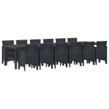vidaXL Set de masă pentru grădină 13 pcs Antracit Ratan Polt 3378772