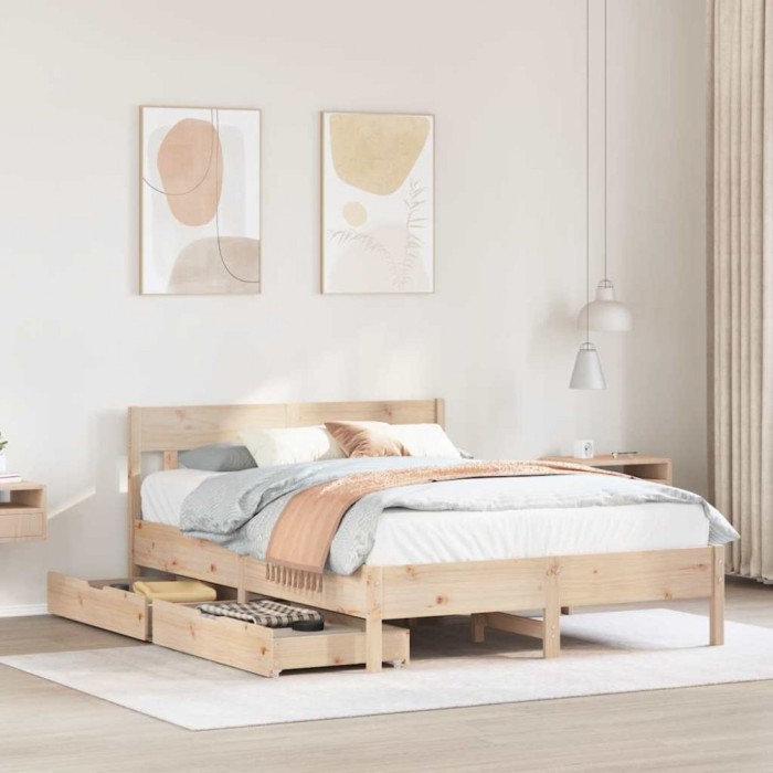Gossi cadru de pat fara saltea, 160x200 cm, lemn masiv pin