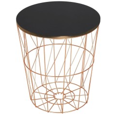Masa rotunda cu cos depozitare, MDF, baza metalica, cupru si negru, 26.5/35x40 cm, Rino, Springos foto