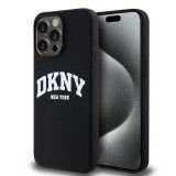 Husa iPhone 15 Pro Max DKNY Hardcase Liquid Silicone White Printed Logo MagSafe, negru, DKHMP15XSNYACH