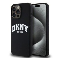Husa iPhone 15 Pro Max DKNY Hardcase Liquid Silicone White Printed Logo MagSafe, negru, DKHMP15XSNYACH foto