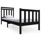 Cadre de pat Negru 75 x 190 cm Solid Pine Wood