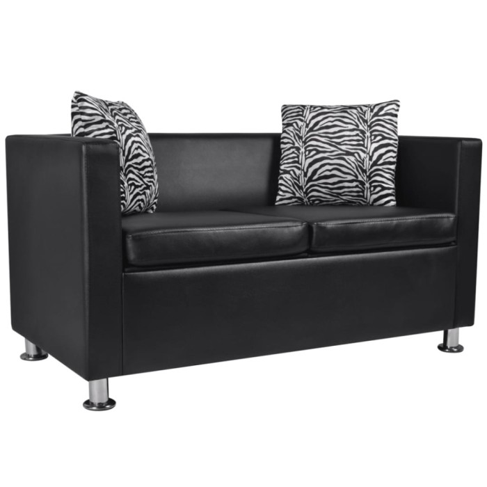 vidaXL Canapea cu 2 locuri, piele artificială, neagră 242649