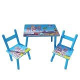 Cumpara ieftin Set masuta cu doua scaune pentru copii, din MDF, albastru , 59x39x40 cm