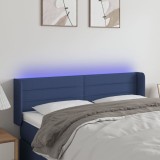 VidaXL Tăblie de pat cu LED, albastru, 147x16x78/88 cm, textil