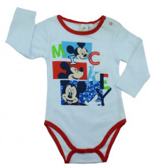 Body cu maneca lunga pentru baieti Disney Mickey Mouse NH0388-R, Alb foto