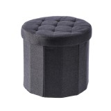 Cumpara ieftin Taburet pliabil cu spatiu depozitare textil negru Alma 38 x 36 cm