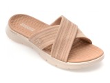 Papuci SKECHERS bej, GO WALK FLEX, din material textil