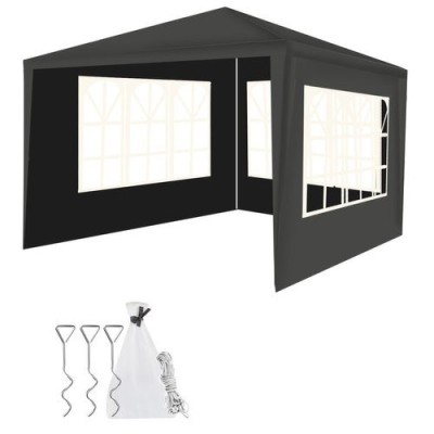 Pavilion de grădină, 3 pereți, 3x3m,culoare gri foto
