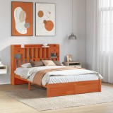 vidaXL Cadru de pat pentru bibliotecă cu headboard Lemn de pin masiv 3423797