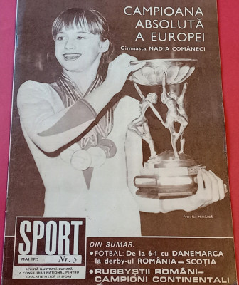 Revista SPORT nr.5/ mai 1975 (ROMANIA-DANEMARCA;NADIA Comaneci) foto