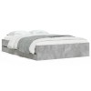 Cadru de pat cu sertare, gri beton, 135x190 cm, lemn prelucrat