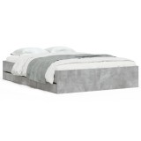 Cumpara ieftin Cadru de pat cu sertare, gri beton, 135x190 cm, lemn prelucrat