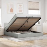 vidaXL Cadru pat otoman cu saltea Gri deschis 200x200 cm catifea 3311795