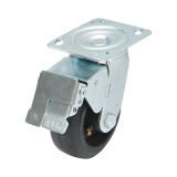 Roata pivotanta industriala 125 mm cu frana, cauciuc plin, placa otel