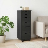 vidaXL Cabinet mobil Negru 34 x 39 x 93,5 cm Lemn de pin masiv 42028367