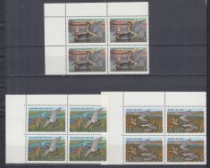 URSS RUSIA 1992 FAUNA SALBATICA RATE SI GASTE BLOCURI DE 4 TIMBRE MNH
