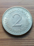 Moneda Iugoslavia 2 Dinari 1985 -Luciu de batere, Europa