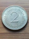 Moneda Iugoslavia 2 Dinari 1985 -Luciu de batere, Europa