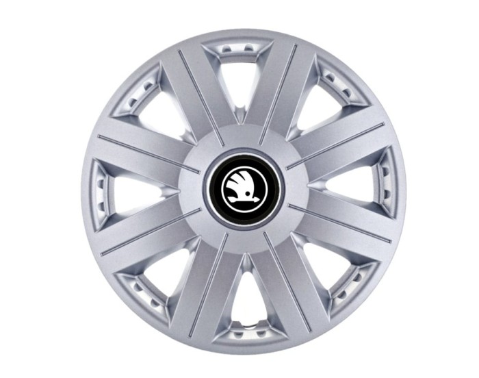 Set 4 Capace Roti Autohelix MSA&reg; potrivite jantelor de 16 inch, pentru Skoda Alb Negru model Cosmos Gray