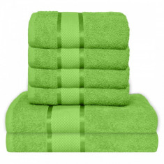 Set 6 Prosoape din 100% Bumbac Pakistanez 4buc x 30x50cm 2buc x 50x90cm Verde