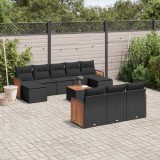 Cumpara ieftin Set canapele de grădină cu perne, 11 piese, negru, poliratan