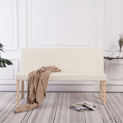 vidaXL Bancă, crem, 139,5 cm, piele ecologică foto