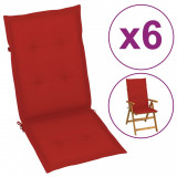 Perne pentru scaun de grădină, 6 buc., roșu, 120 x 50 x 3 cm