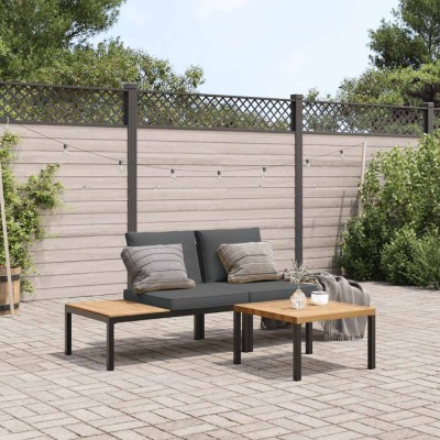 vidaXL Set canapea de grădină, 3 piese, cu perne, negru, aluminiu 3283704 foto